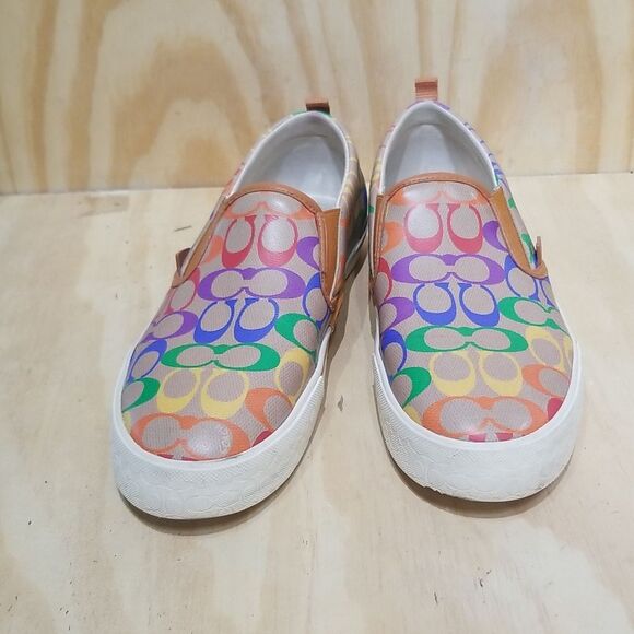 Coach Skate Slip On Sneaker Men's 11 Rainbow Signature Leather 'C' logo - Picture 2 of 10